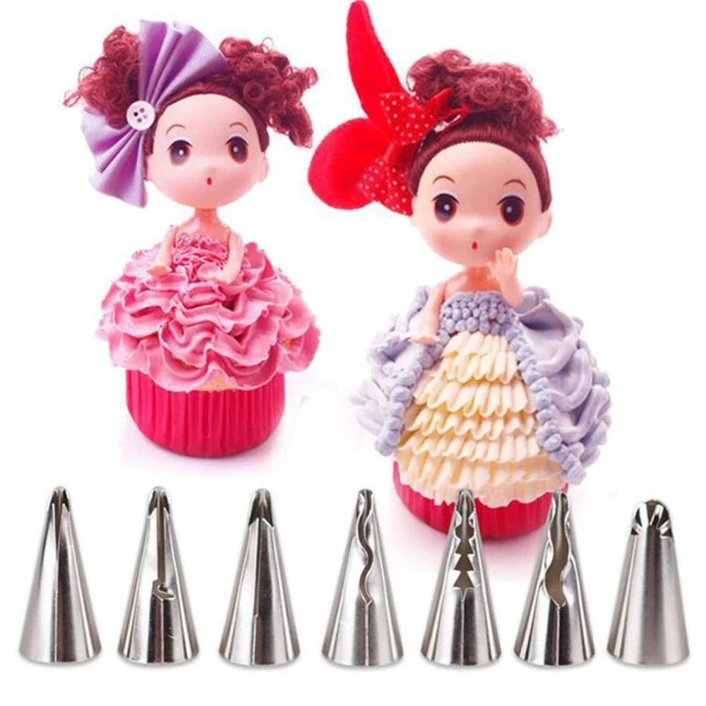 

7pcs/set Wedding Russian Nozzles Pastry Puff Skirt Icing Piping Nozzles Pastry Decorating Tips Cake Cupcake Decorator Tool