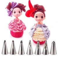 7pcsset wedding russian nozzles pastry puff skirt icing piping nozzles pastry decorating tips cake cupcake decorator tool