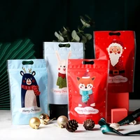 lbsisi life 50pcs christmas candy cookie gift zip lock plastic packaging bags hand hold biscuits package wedding favor bag