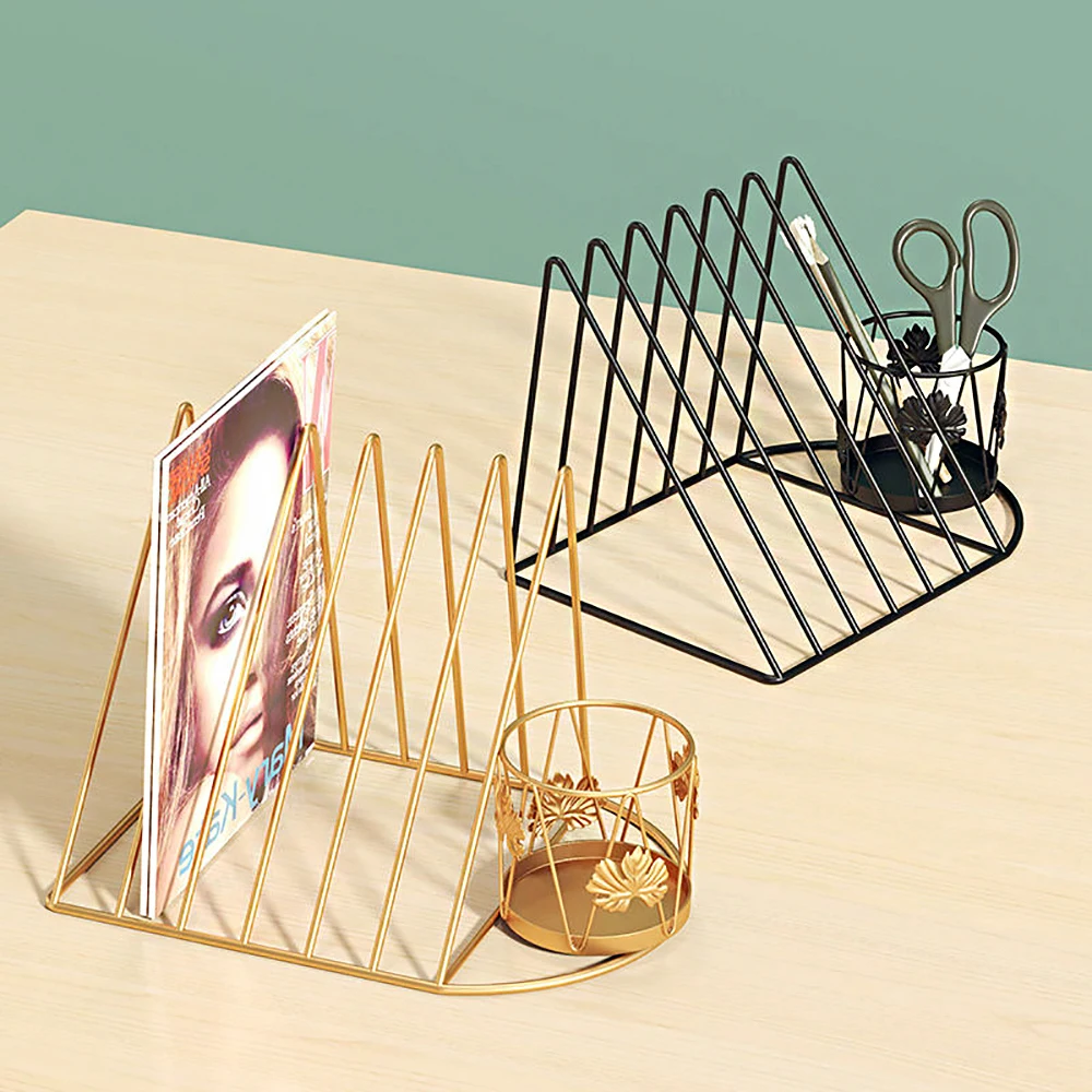 Треугольная железная полка для файлов с держателем ручек прочный металлический