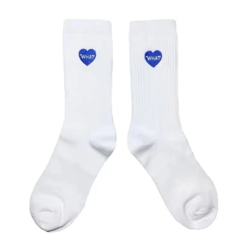 

Love Embroidery Long Socks Solid Color Tube Socks Ins Street Sports College Style Couple Cotton Socks