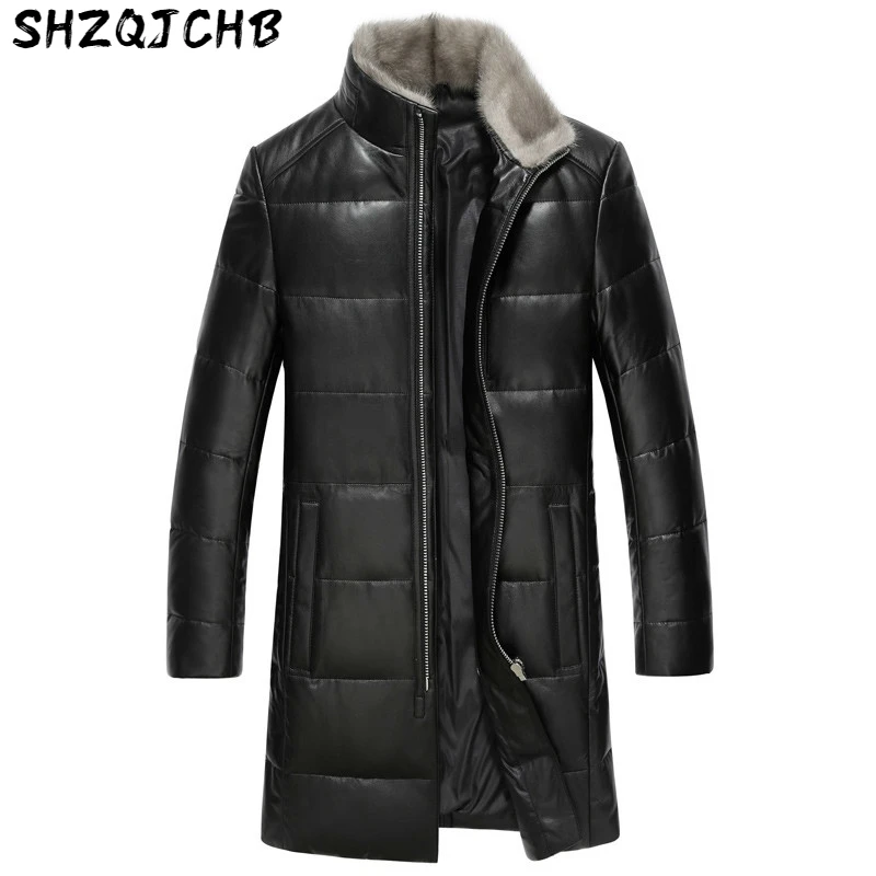 

JCHB 2021 Genuine Leather Down Jacket Men Winter 100% Sheepskin Coat Men Mink Fur Fox Fur Collar Mens Leather Jackets L16263