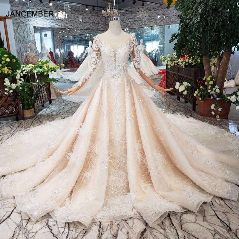 LS11321 Королевское свадебное платье с пером ручной работы в европейском и