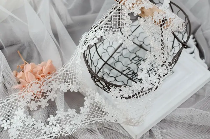 1 м изысканные шелковые ресницы цвета слоновой кости из полиэстера кружевные