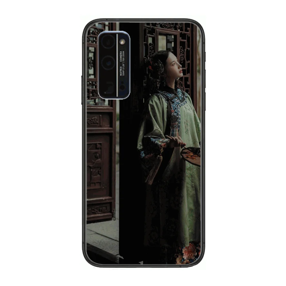 

chinese girl Classic Phone Case Hull For Huawei Honor 8 9 10 20 30 A S Lite Pro 5g i Black Back Soft Cell Cover Pretty