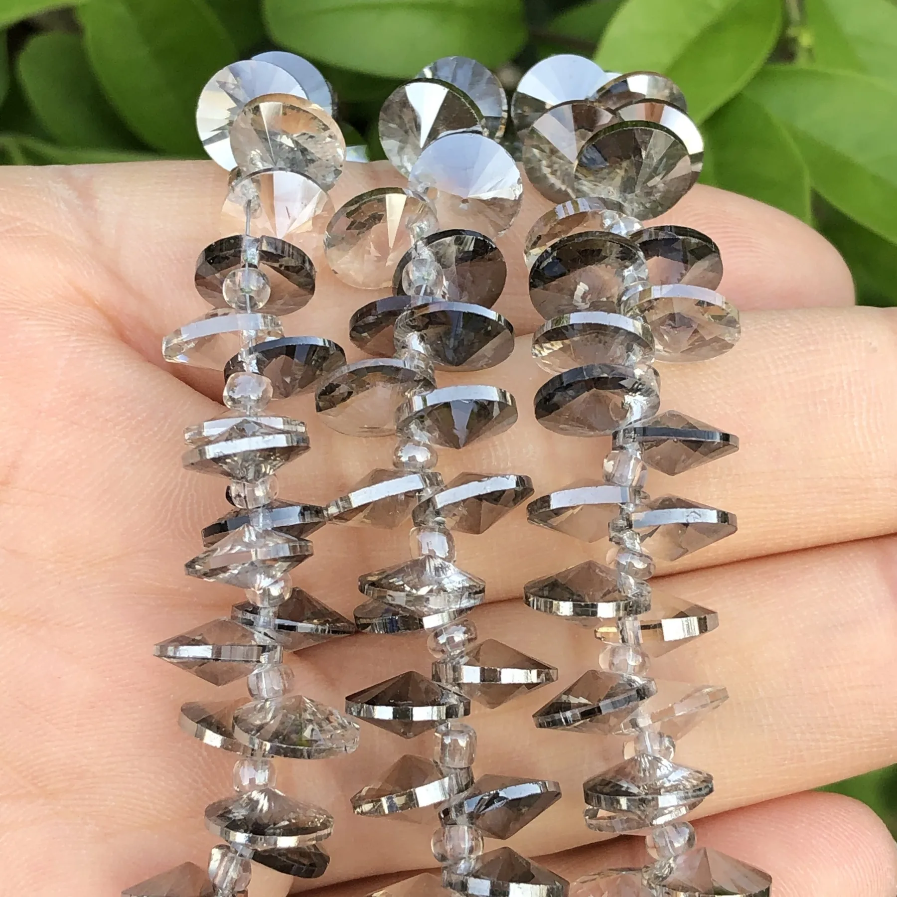 

6/8/10mm Satellite Drill Oblate Smoky Crystal Glass Beads Jewelry Making Rondelle Side Hole Beads Diy Bracelet Ear Accessories