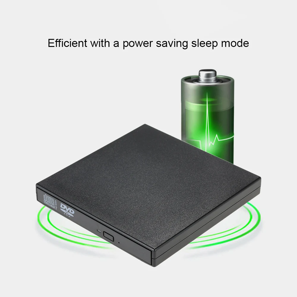 

USB 2.0 Portable Slim External DVD/CD-RW Optical Disc Drive Reader Writer Player with Combo CD-RW for Laptop PC Desktop