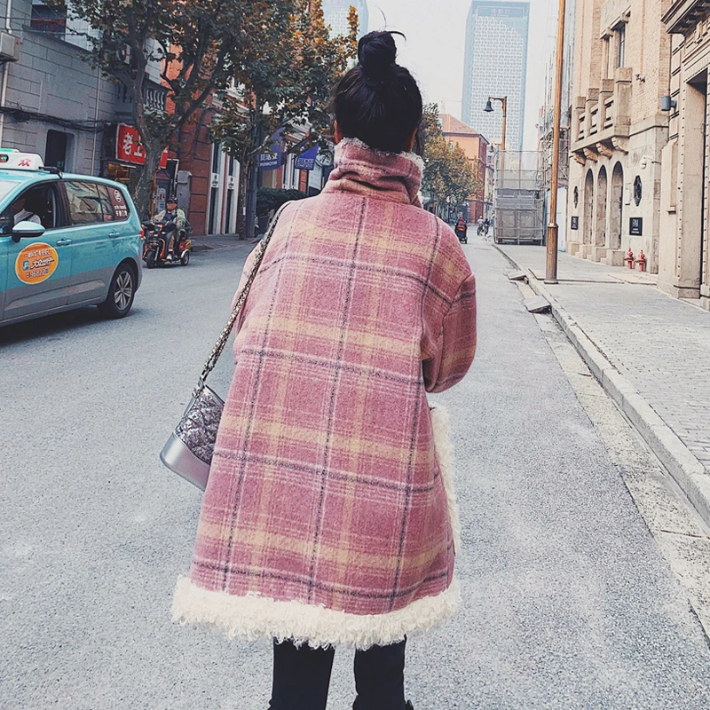 

2020 Winter Jacket Women Icebear Female Sheepskin Short Coat Natural Fur Parka Pink Undefined Warm Brand Plaid Korean Clothing
