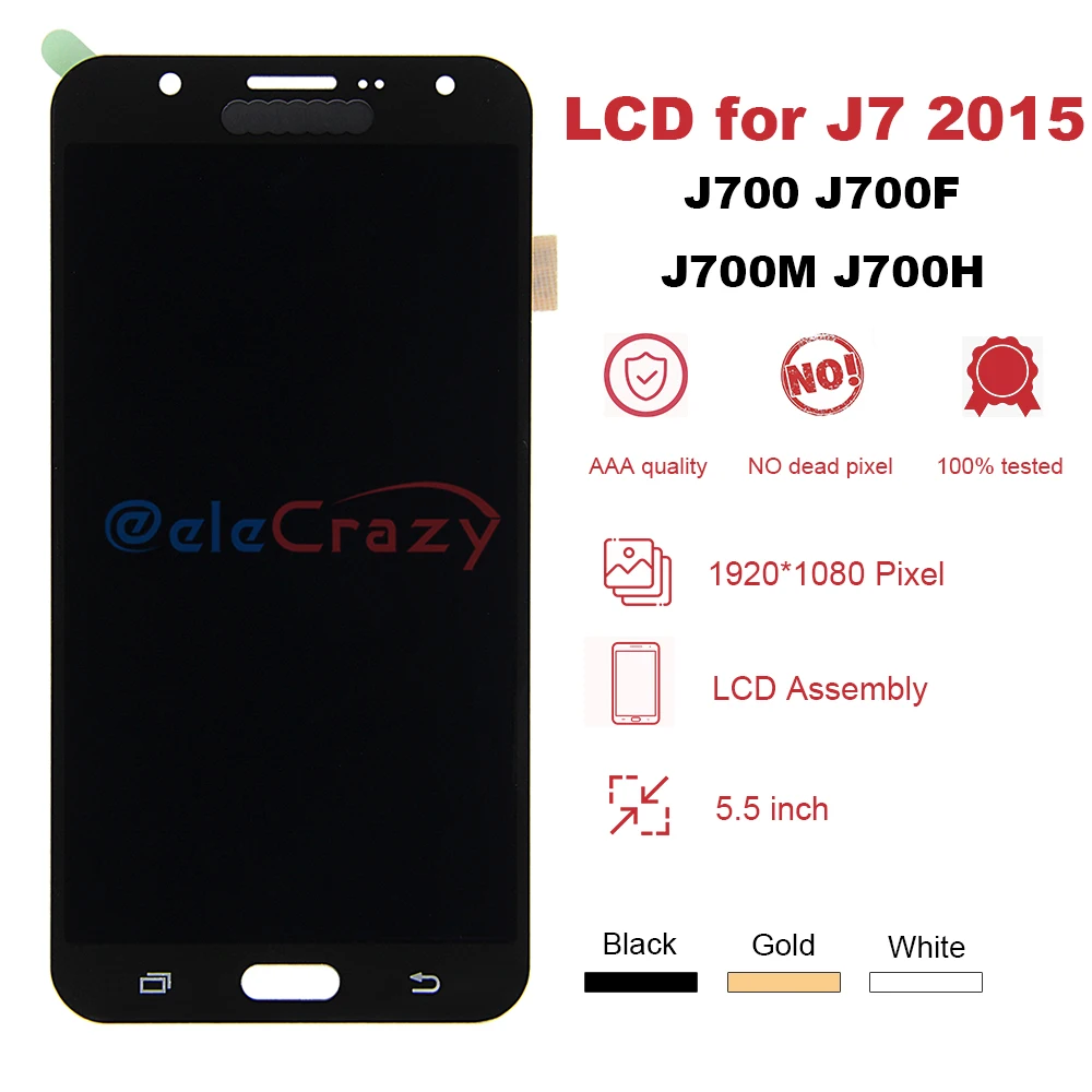 100% протестированный для SAMSUNG Galaxy J7 2015 J700 J700F J700M J700H ЖК дисплей с сенсорным экраном