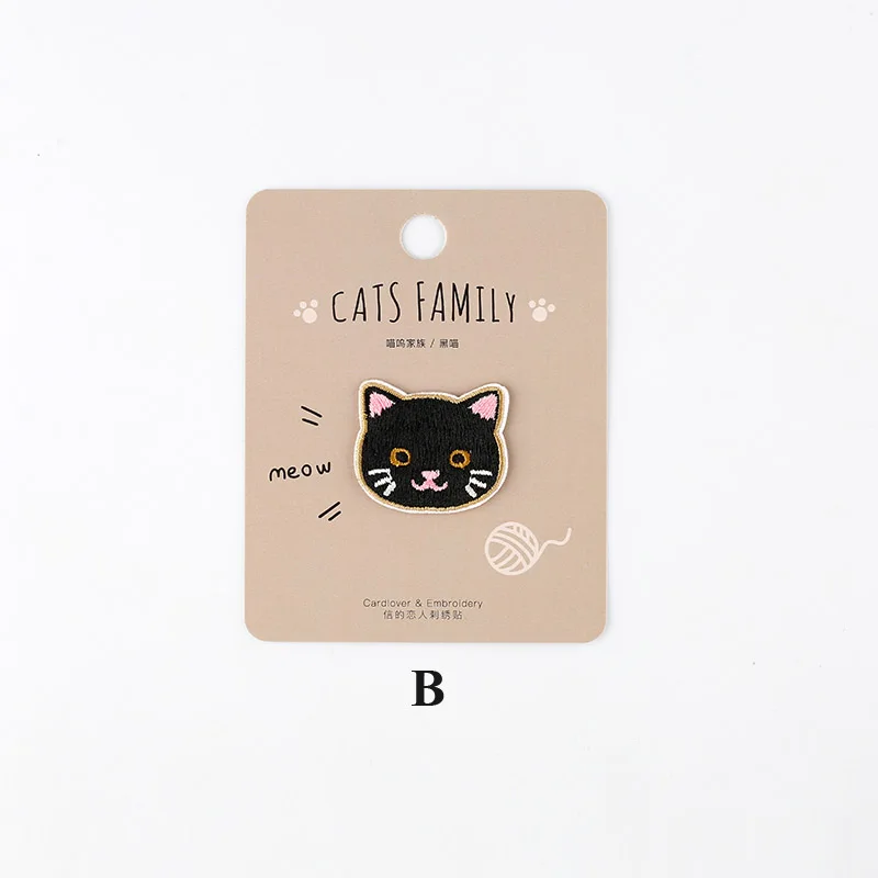 B type Вышивка Кот патч железные на нашивках для одежды джинсы сумки лоскутное шитье аппликация милые животные Parches DIY наклейки на одежду - Цвет: B type