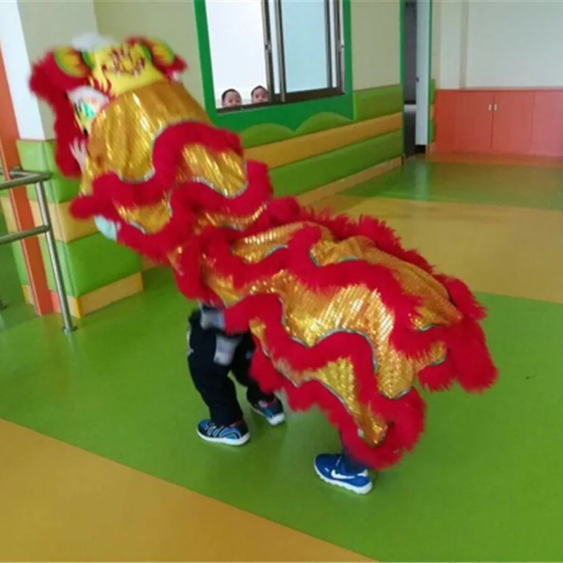 Реклама Pur чистая шерсть Южная льва для двух детей Лев танец талисман одежда