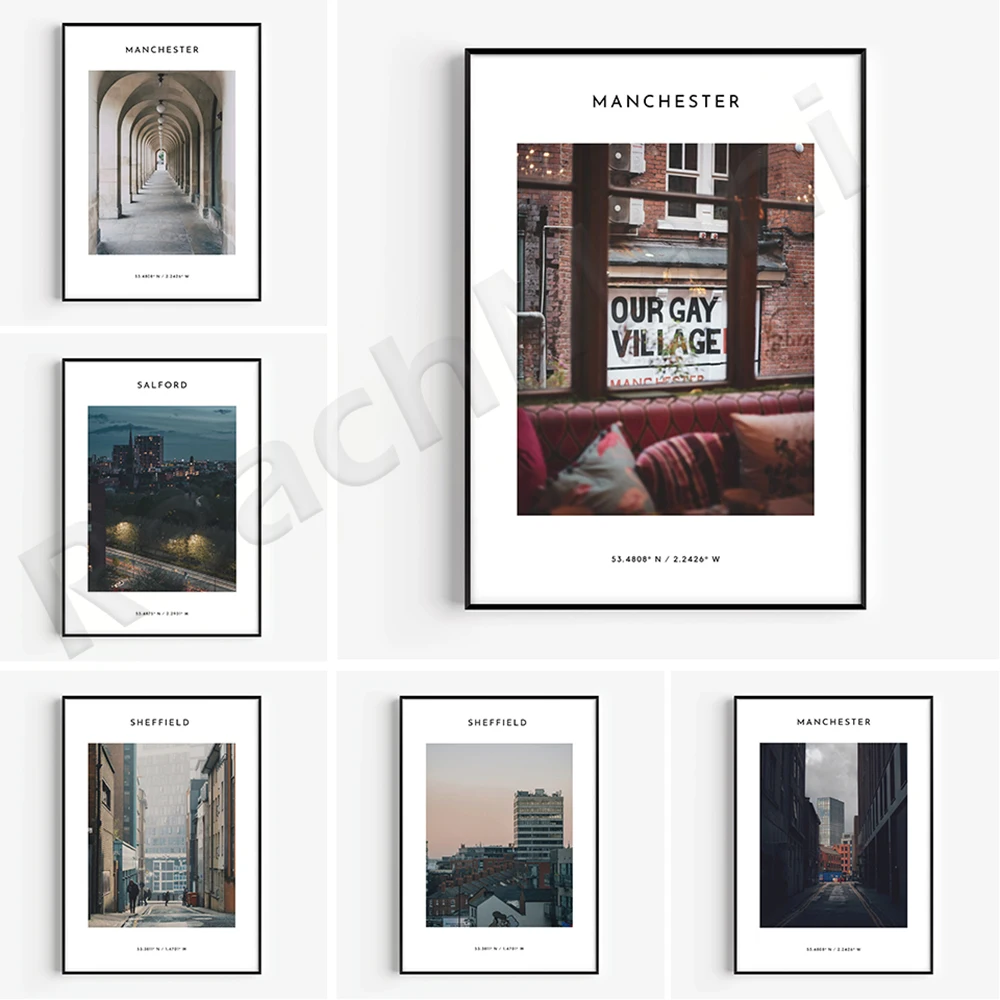 

Manchester Poster Print | Minimalist Travel Poster, Retro Minimalist Poster, Location Print, Manchester Gift Idea, Coordinates