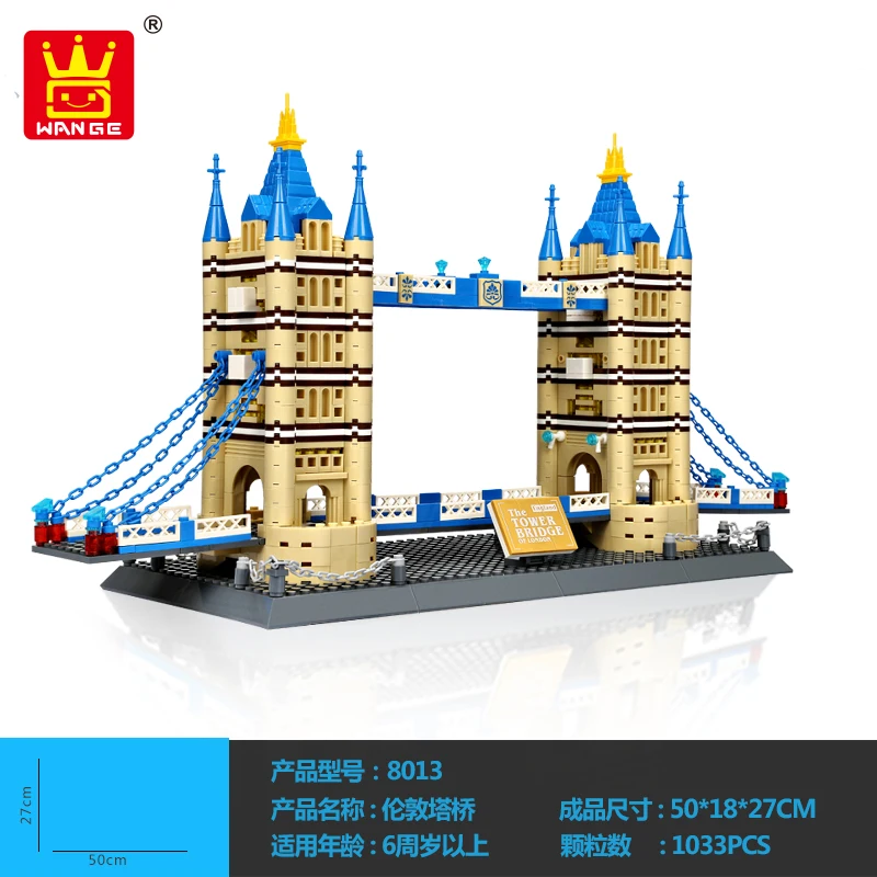 

WANGE World Famous Architecture Notre-Dame London Tower Bridge Building Blocks Bricks Toys Compatible 8013 6 8 10 years old