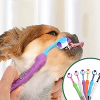 three sided pet toothbrush dog brush soft rubber tooth care brushes for dogs bad breath tartar cleaning dog cat grooming tools