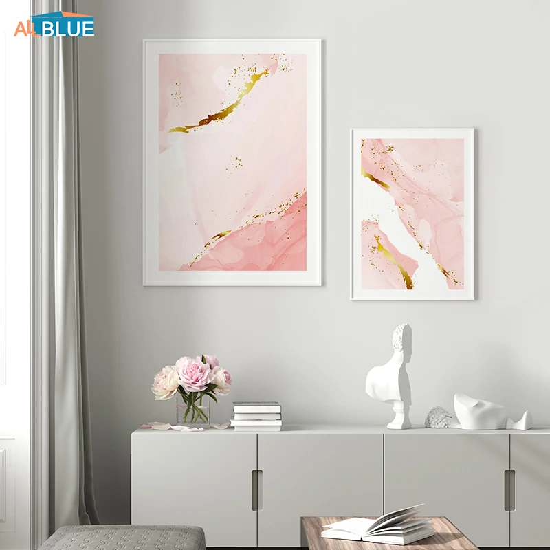 Современный постер с изображением розового мрамора абстрактная Геометрическая