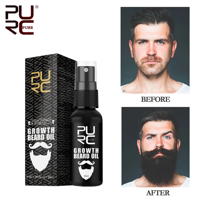 2022 PURC Growth Beard Oil For Men Beard Care Grow Beard Thicker & More Full Thicken Hair Beard Oil Treatments Essence Oil 30ml