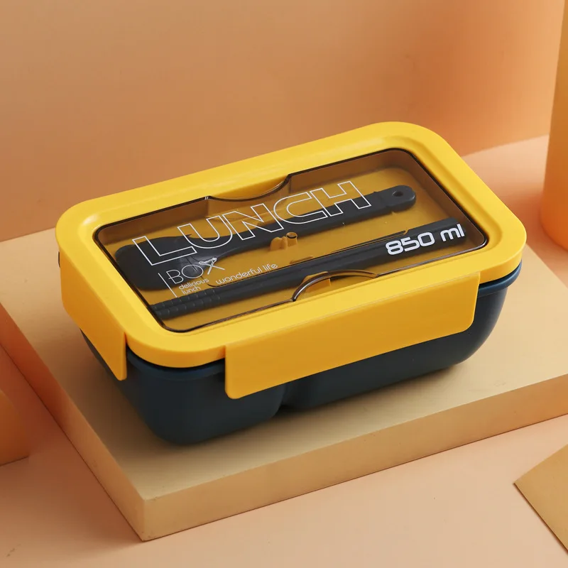 

Lunch Box Separate Compartments Children School Bento Box Food Container Microwave Dinnerware Lunch Box with Tableware (850ML)