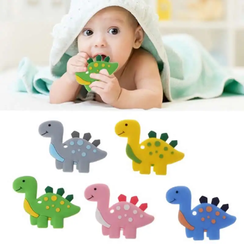 Детский силиконовый Прорезыватель для зубов с мультяшным динозавром|Детские