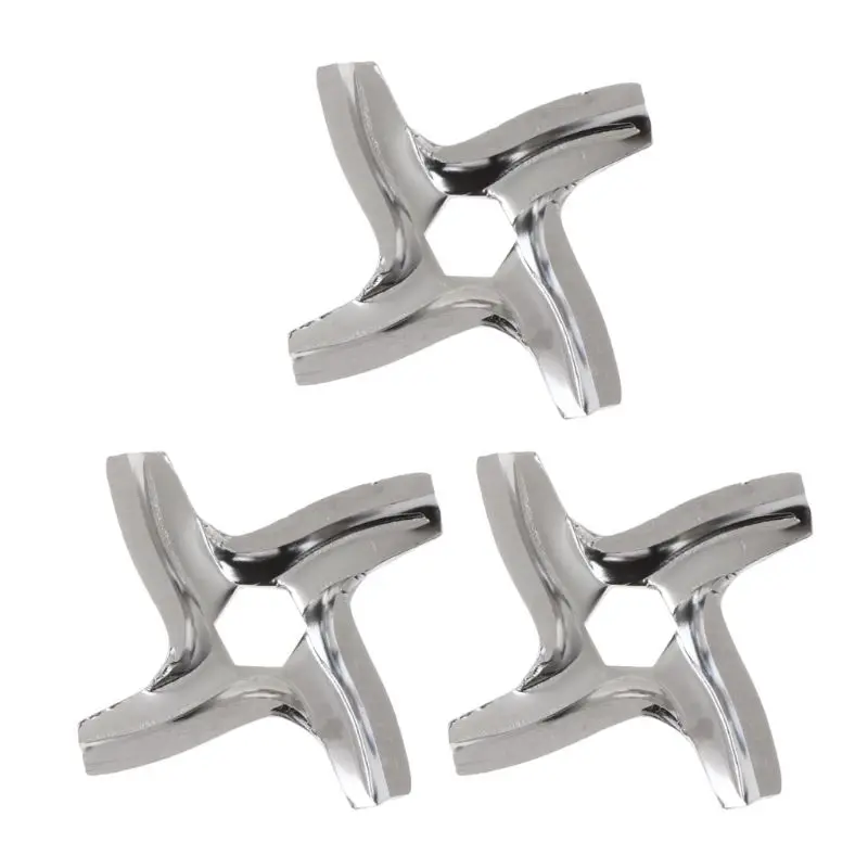 

3PCS Stainless Steel Metal Meat Grinder Repair Parts 4 Blade Hexagon Mincer Knife Kit Accessories