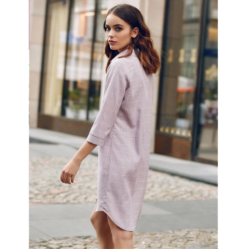 Женское винтажное клетчатое прямое платье с принтом офисное женское отложным