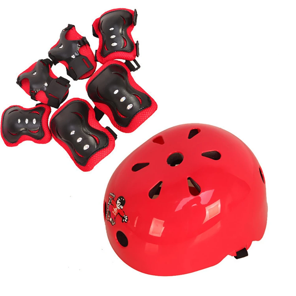 

7 PCS Roller Skating Protector Set Boys & Girls Kids Skate Cycling Bike Safety Helmet Knee Elbow Pad Set For 3-15 Years Old Kid