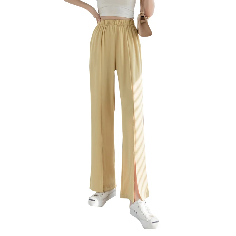 

Casual Straight Pants Women's Spring/Summer 2021 New High Waist Slimming Pants Loose Split Sports Suit Wide-Leg Pants
