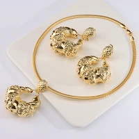 2021 trend african jewelry set fashion dubai wedding earrings pendant necklace for bridal design gold plated nigerian accessory