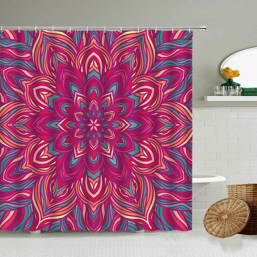 

Bohemian Mandala Shower Curtain Geometric Ethnic Elements Bathroom Waterproof polyester Curtains Background Wall Cloth Washable