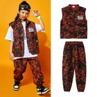 Для детей в стиле хип-хоп одежда для джазовых танцев; Костюмы для девочек; Туфли для подиума свободные праздничный костюм с жилетом в стиле джаз уличный сценическая танцевальная одежда наряды DN8347