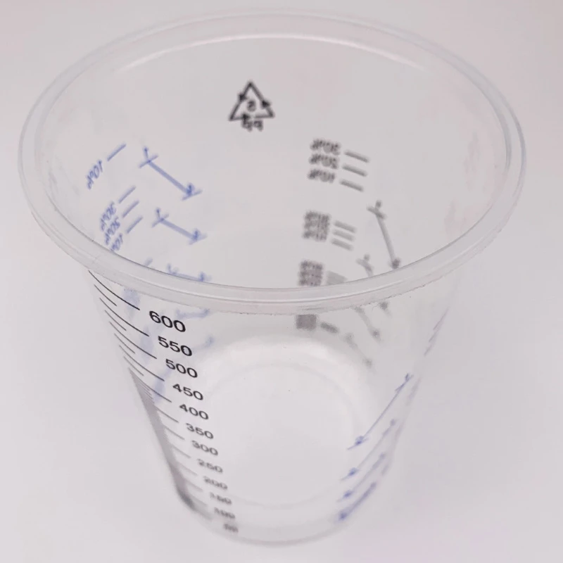 

50Pcs Disposable Clear Graduated Plastic Mixing Cups for Paint UV Resin Epoxy 20 Oz 600ml Measuring Ratios 2-1 3-1 4-1