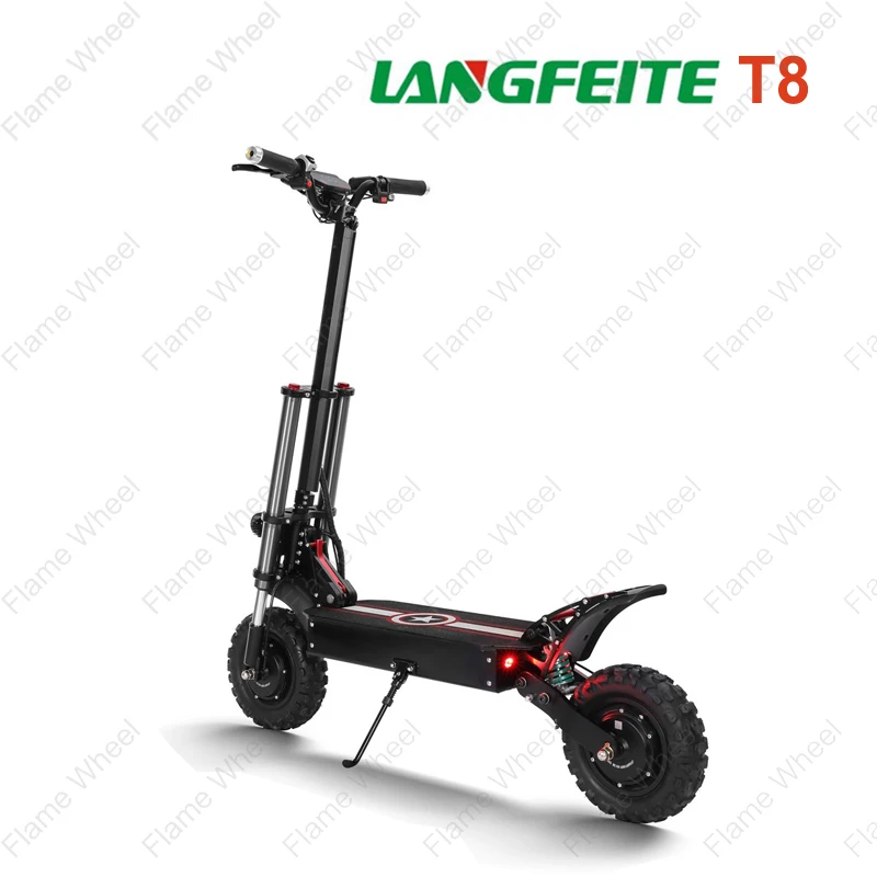 Bestellen LANGFEITE T8 1200Wx2 Dual Motor 26Ah 11inch Klapp Elektrische Roller Top Geschwindigkeit 70 Km/h Max. Last 150kg Off Raod E-Roller