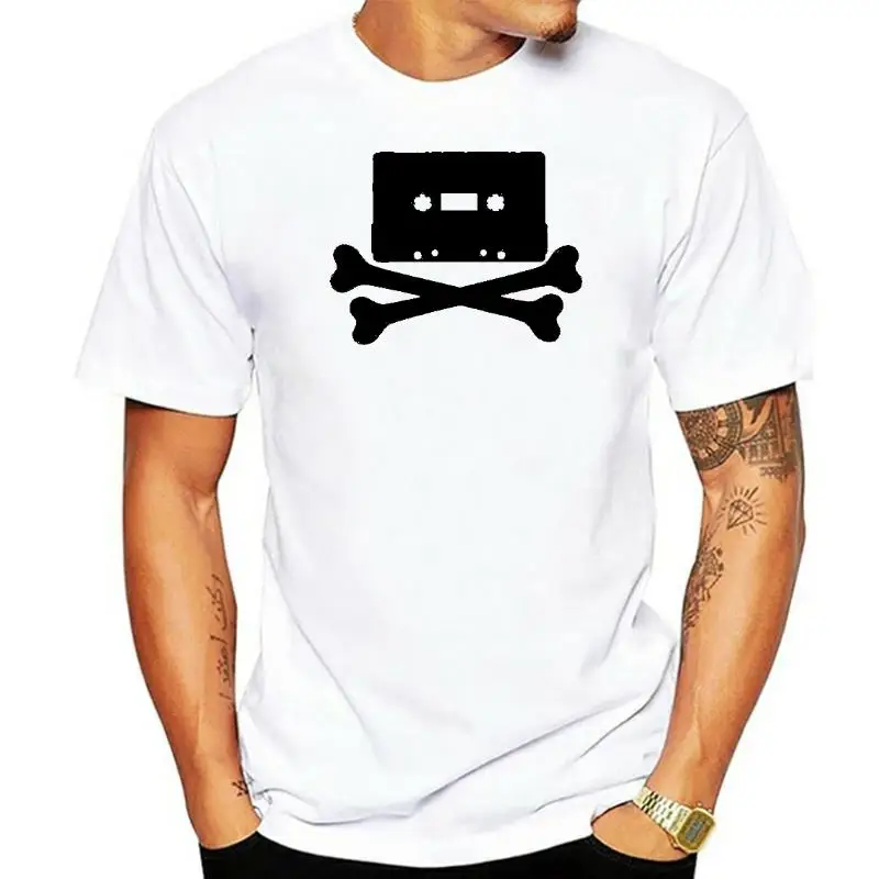 

Мужская рубашка с принтом костей ленты в черном, светло-сером s-XXXL Мужская футболка