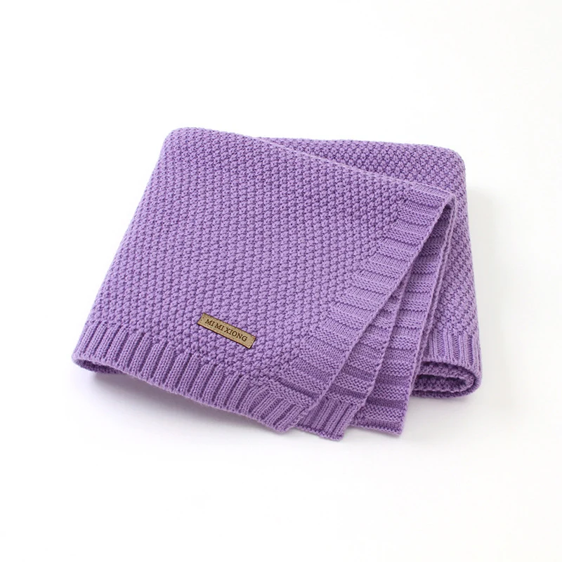 Light Purple Детское одеяло вязаное шерстяное для новорожденных мальчиков и девочек супер мягкое одеяло обертывание Пеленальный диван прогулочная коляска ветрозащитная крышка детское постельное белье - Цвет: Light Purple