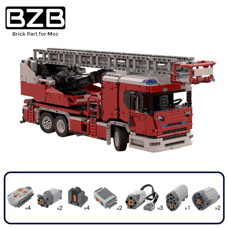 

BZB MOC City Electric Remote Control Fire Truck Hero Rescue Car Car Creative Building Blocks Model Kids Boys DIY Best Gifts