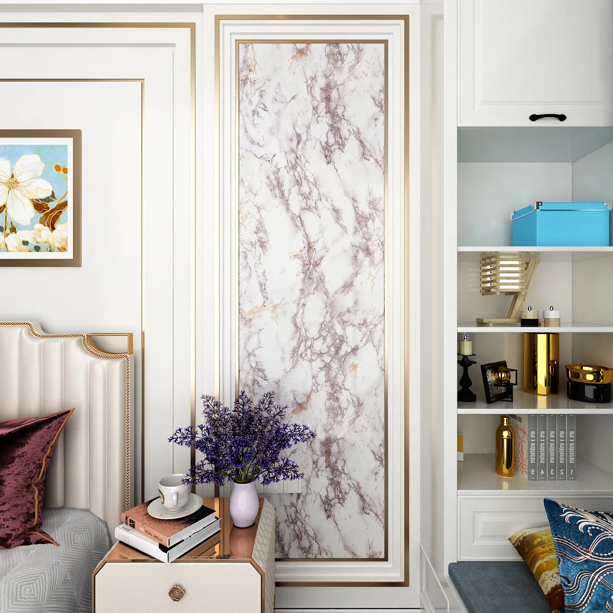 Виниловые самоклеящиеся обои с мраморной декоративной пленкой бумажные