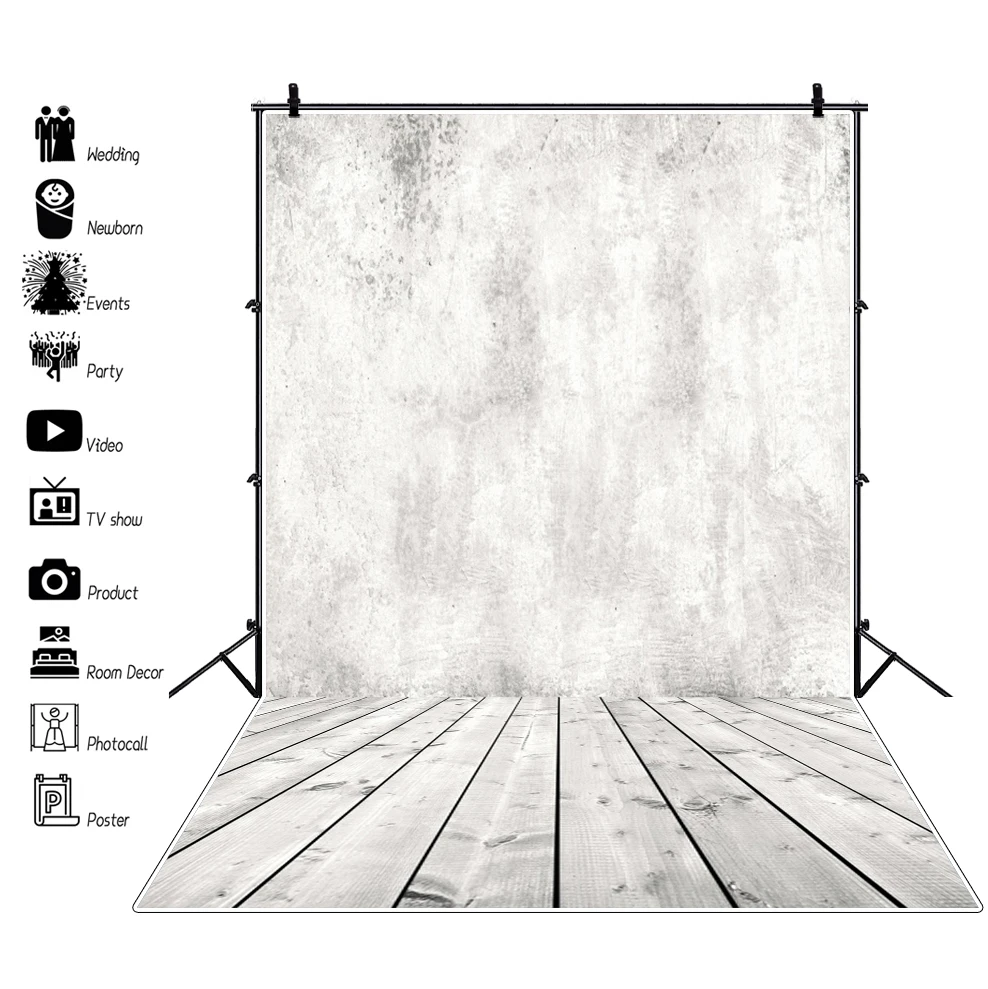 

Laeacco Gray Wall Backgrounds For Photography Cement Wall Wooden Floor Planks Party Baby Child Portrait Photo Backdrop Photocall