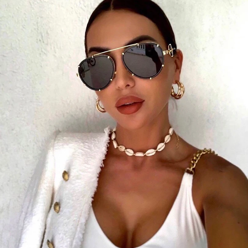 Очки-авиаторы женские в металлической оправе модные стильные солнцезащитные