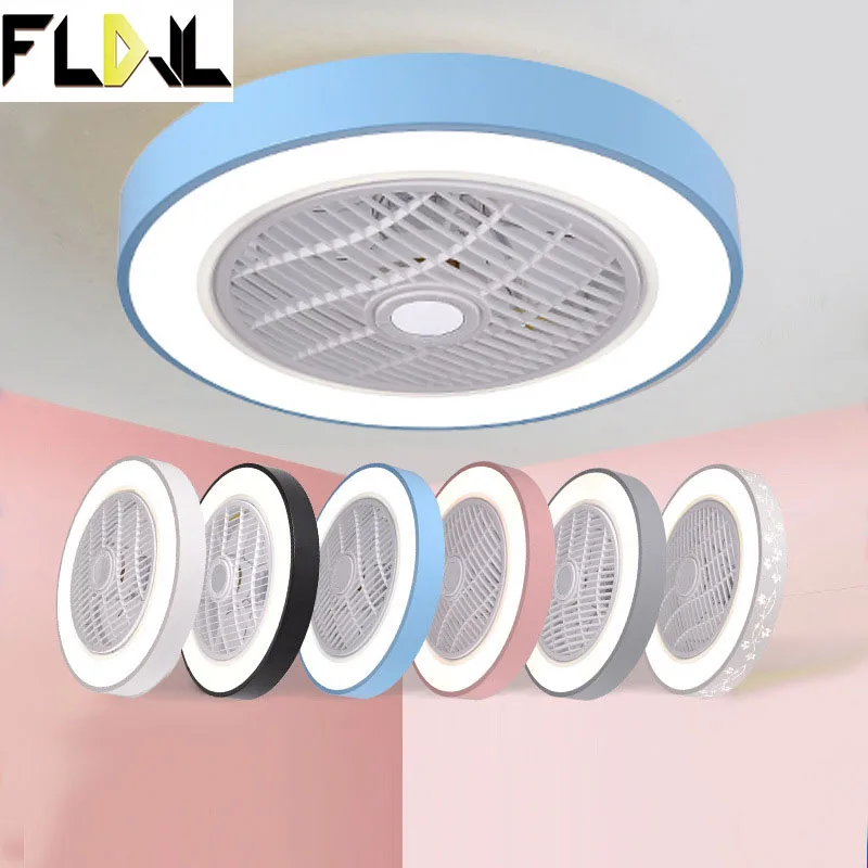 

smart ceiling fan fans with lights remote control bedroom decor ventilator lamp 50cm air Invisible Blades Retractable Silent