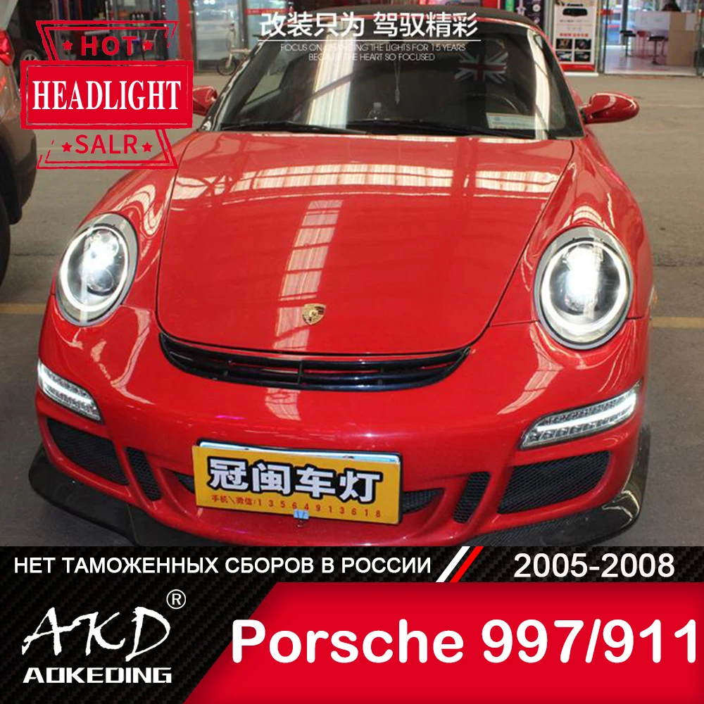 

For Car Porsche 997 Head Lamp 2005-2008 Car Accessory Fog Lights Day Running Light DRL H7 LED Bi Xenon Bulb 911 Headlights