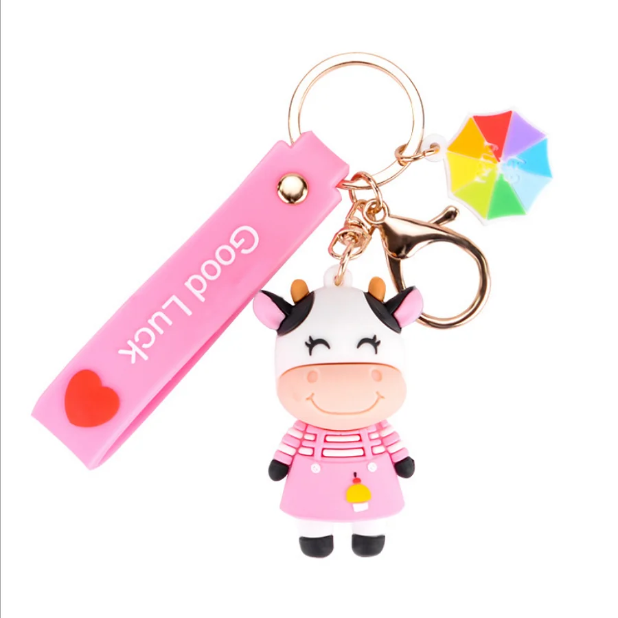 

Cute Cow Doll Keychain Lovely Cartoon Dairy Lovers Car Key Chain Girl Bag Pendant Accessories Keyring Lovers Holiday Gifts