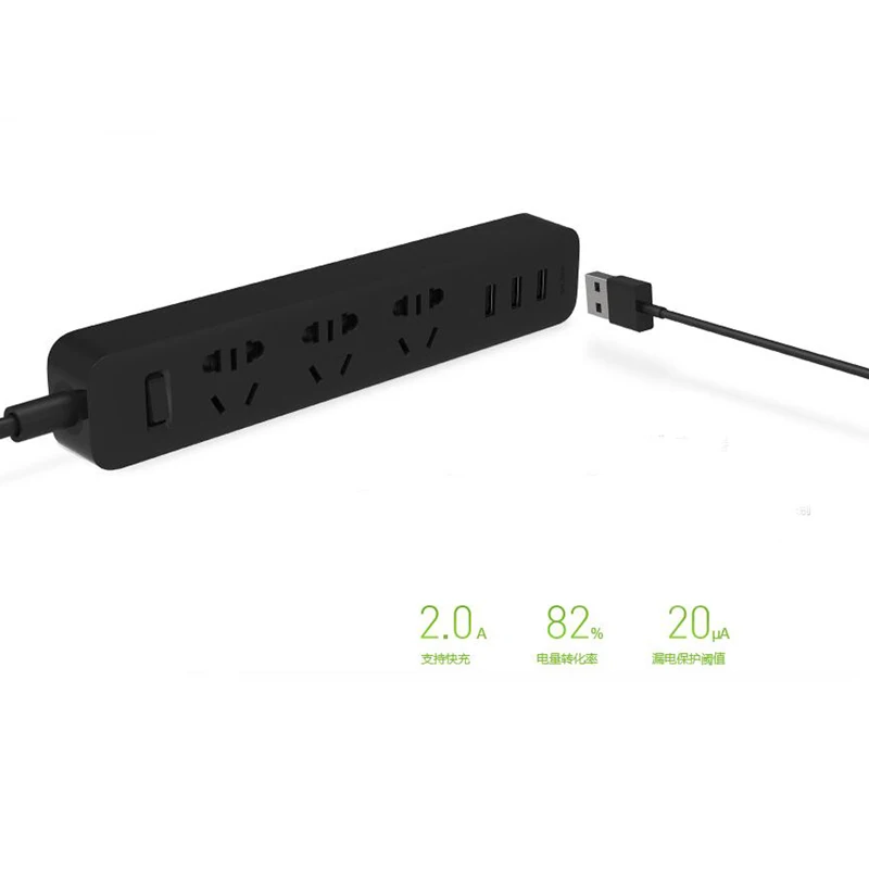 Оригинальный Смарт электронный разъем питания Xiaomi 2.1A Быстрая зарядка 3 USB розетки
