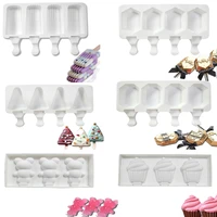 4 cavity silicone popsicle molds freezer juice maker summer cube tray ice cream moulds child dessert kitchen tools