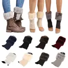 Зимние леггинсы для женщин; Гетры; Вязаные носки; Сапоги из искусственного меха с манжетами; calentadores de la pierna bottes femme