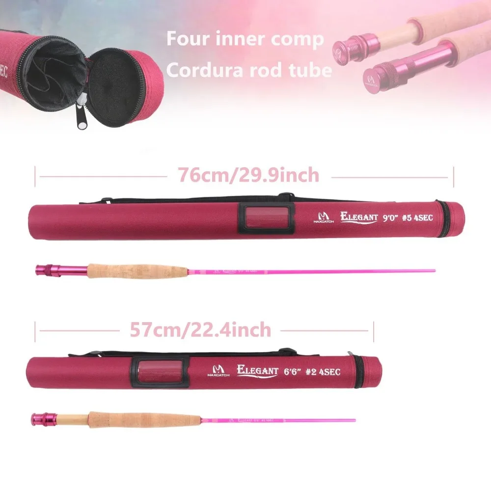 Maximumcatch 2/5WT 6Ɔ ''/9Ɔ'' розовая удочка для ловли нахлыстом 4Sec 40T углеродное