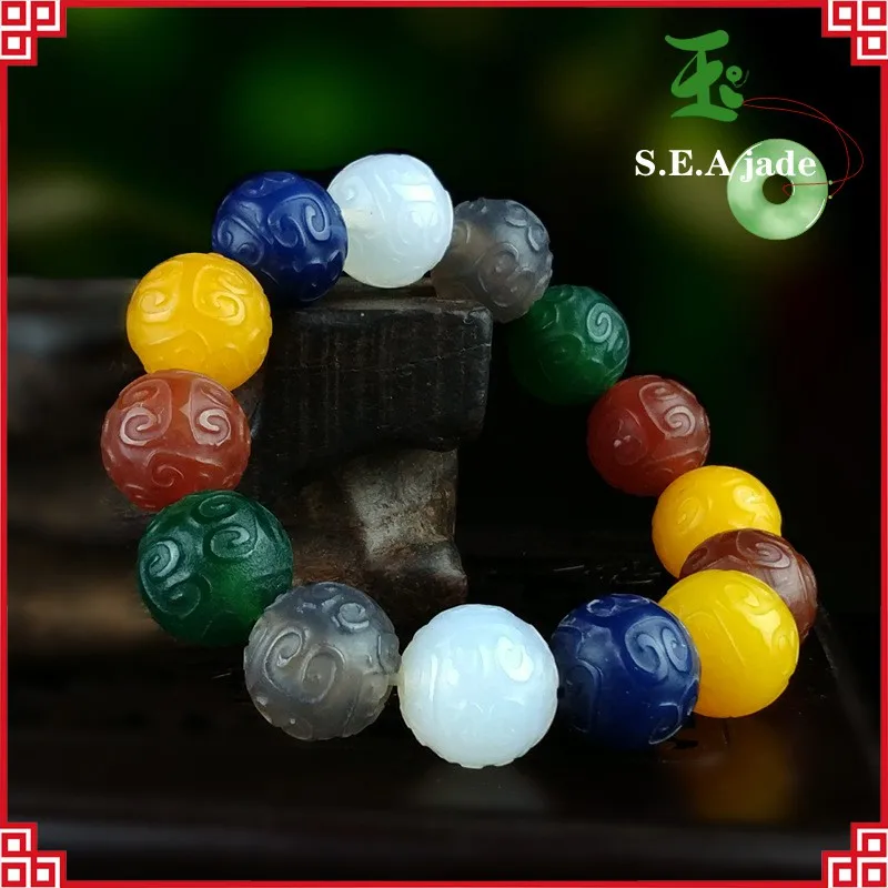 

Natural Multi-treasure Agate Bracelet Women's Round Bead Single Circle Bracelet