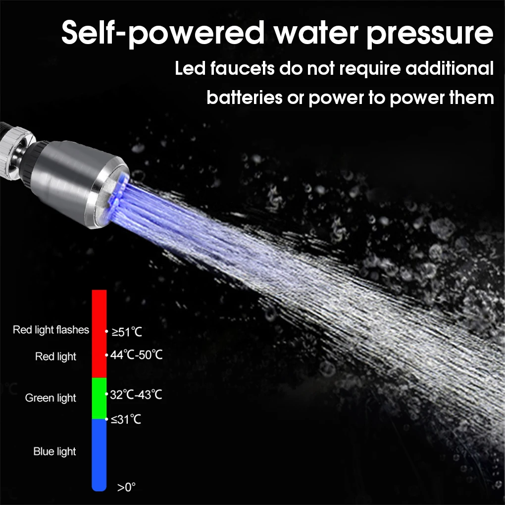 LED Temperature Sensitive 7-Color Light-up Faucet Kitchen Bathroom Glow Water Saving Faucet Aerator Tap Nozzle Shower images - 6