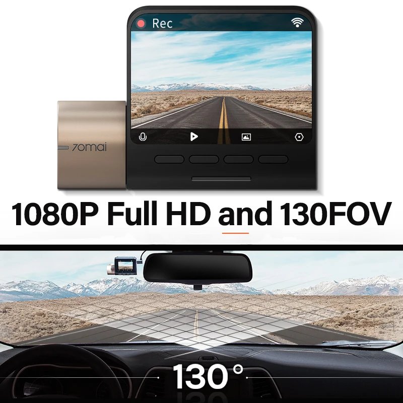 70mai Dash Cam Lite 1080P 70mai Lite Car Cam Recorder 24H Parking Monitor 70mai Lite Car DVR 2'' LCD Screen 130FOV Night Vision