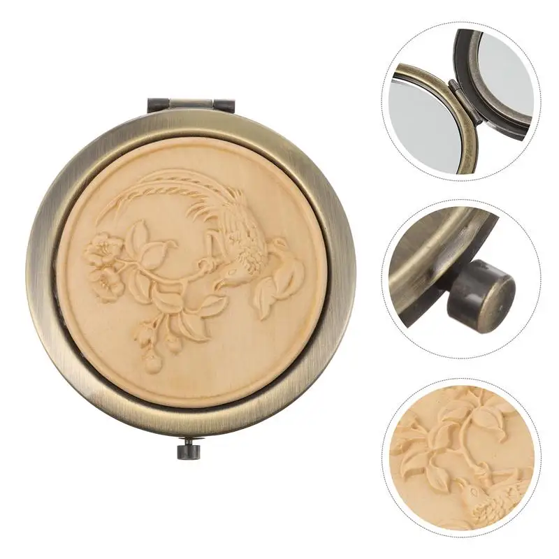 

Creative Makeup Mirror Wood Folding Mirror Women Travel Portable Mirror