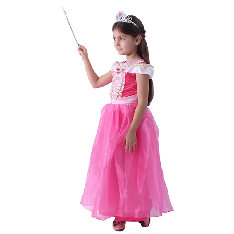 Anime Sleeping Beauty Aurora cosplay costume Halloween Girls long sleeve Pink Princess dress Party | Тематическая одежда и