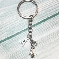 cheerleader key chain sport keychain team jewelry athlete accessories cheer keyring girl initial charm keychain